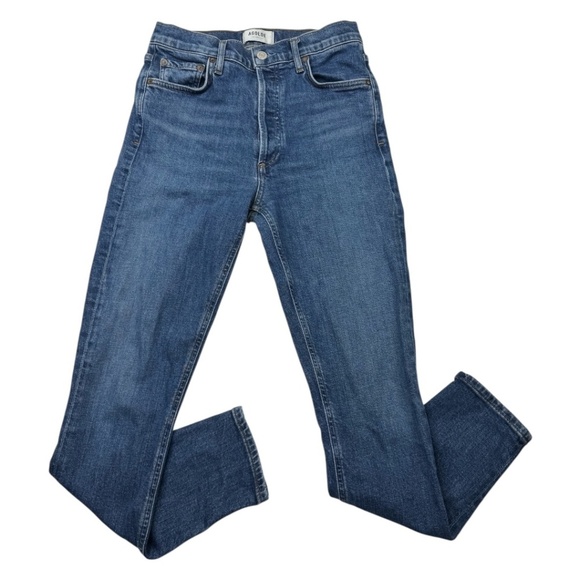 Agolde Nico High Rise Slim Jeans Fixation Medium Wash Button Fly - Picture 2 of 11